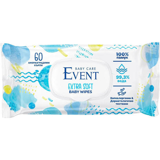 EVENT Памучни влажни кърпи6 99 вода 60 бр
