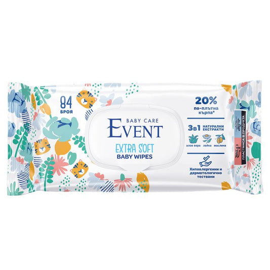 EVENT Бебешки влажни кърпи 3в1 84 бр